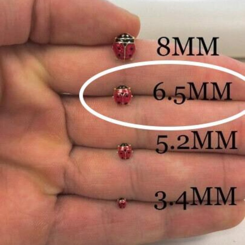 14k Yellow Gold Ladybug Baby Earrings Stud Screw Back Women Ladies Jewelry 65mm 109$